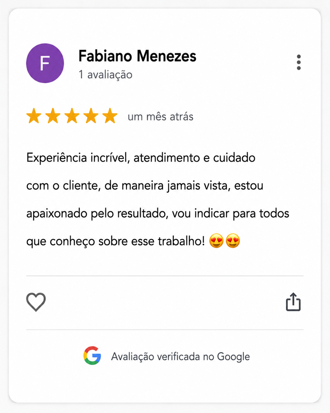 Avaliação 5 estrelas no Google — Fabiano Menezes sobre Costa Lima Odontologia